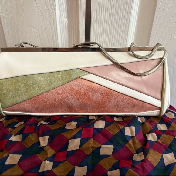 Vintage Multicolor Geometric leather Women's Clutch - Picture 8 of 9